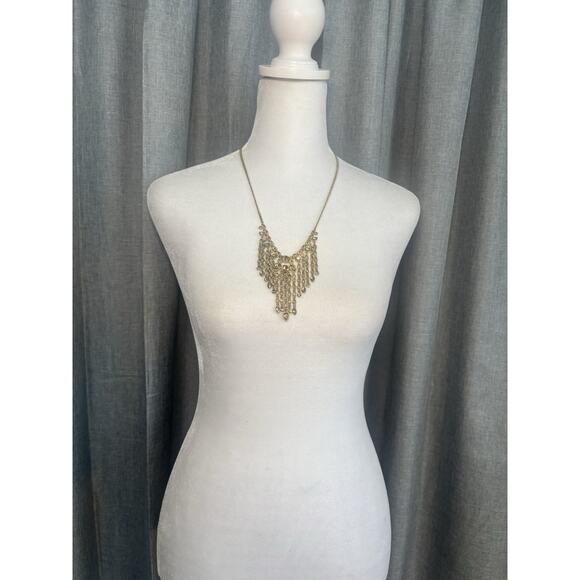 Givenchy Gold Tone & Crystal Waterfall Necklace - 21" Adjustable - Picture 12 of 16